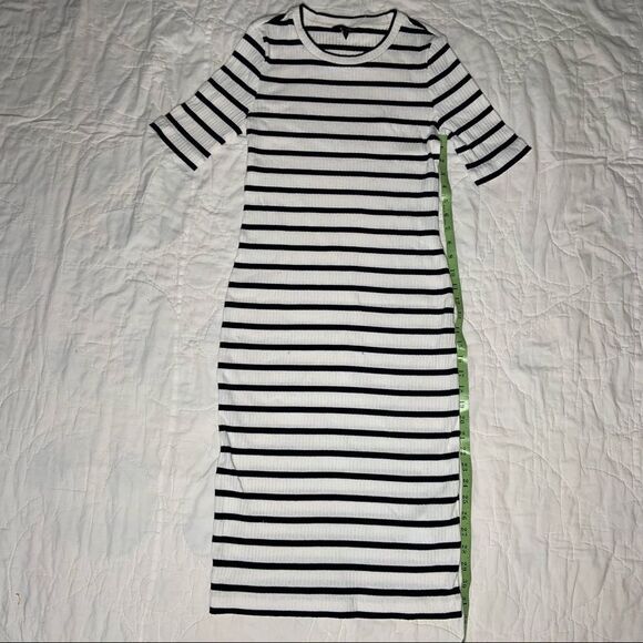 Sz XS Banana Republic White Striped Ribbed Dress - Picture 9 of 9